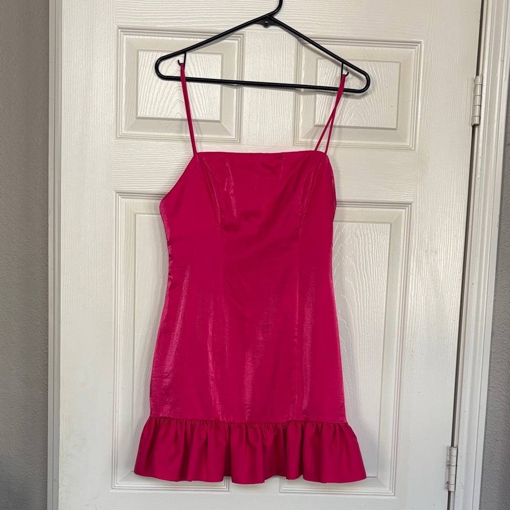 Revolve Pink Ruffle Hem Mini Dress